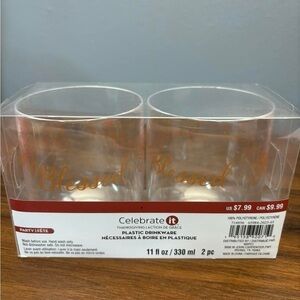 Celebrate It Clear Drinkware Set with Orange 'Blessed' Design